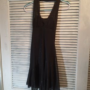 NEW. Lipstick Black Haltertop Dress With floral glitter embellishments. Size S.